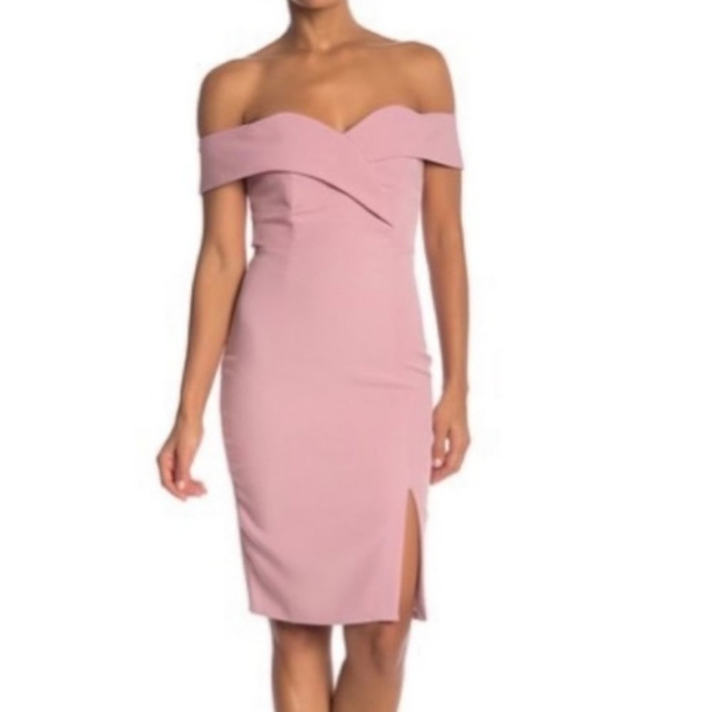 Flattering pink waist-hugging dress